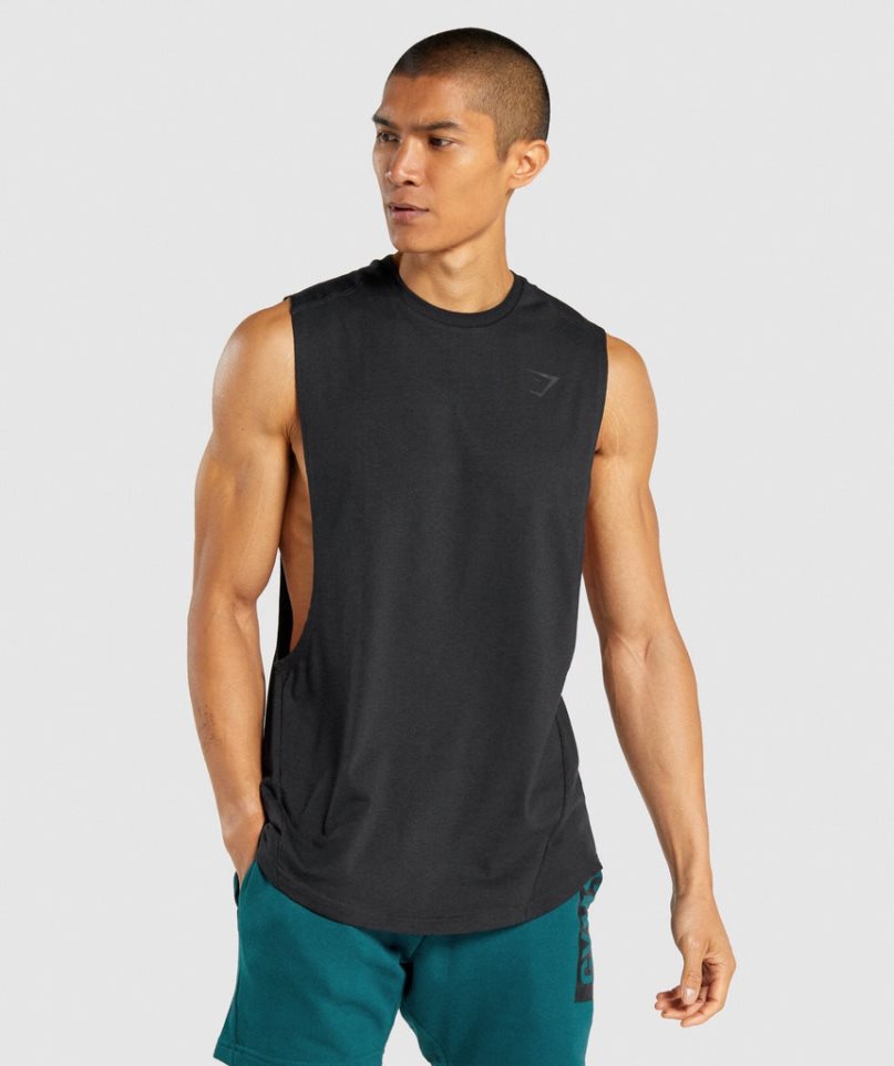 Men\'s Gymshark Bold Drop Arm Tanks Black | CA 5AD108